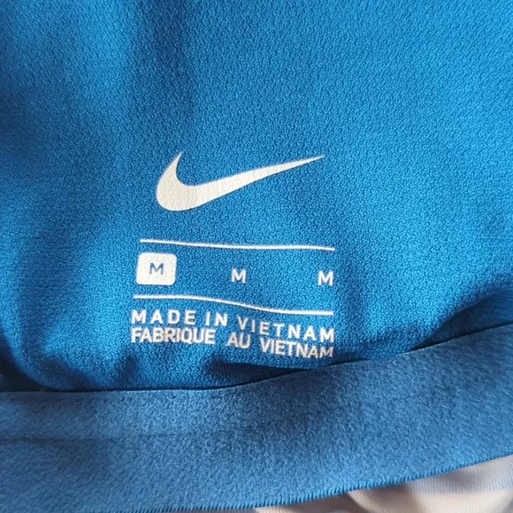 Nike Stripe V-Back Tankini Swimsuit Top MEDIUM Blue White Athletic - Picture 2 of 16